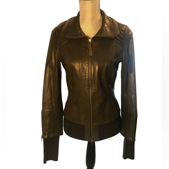 Aritzia Mackage Lamb Leather Brown Jacket - Picture 1 of 7